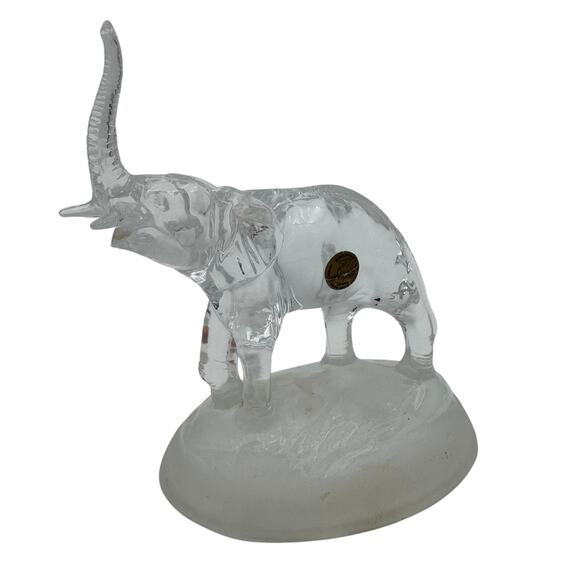 Lead Crystal Elephant by Cristal D'Arques Trunk Up with Label - Picture 1 of 7